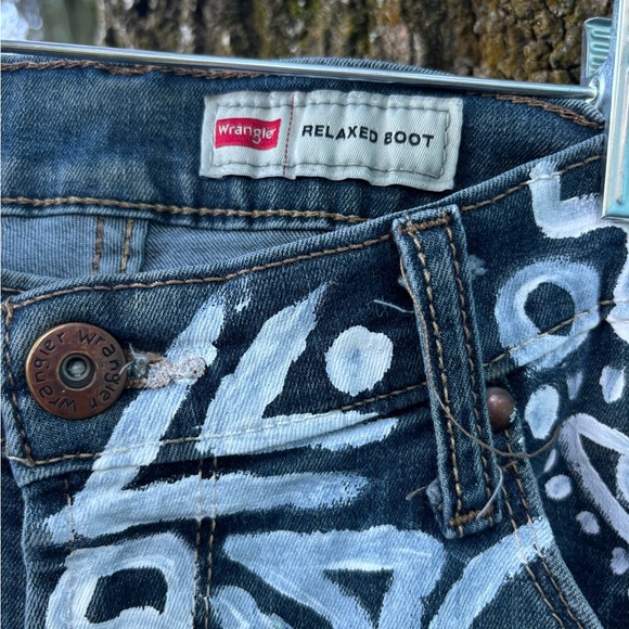 Trippy Hand Painted Abstract Pattern Jeans - Picture 5 of 10